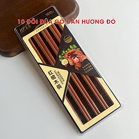 Đũa gỗ đàn hương đỏ cao cấp set 10 đôi, đũa gỗ ăn cơm chống nấm mốc