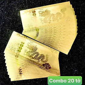 Combo 20 tờ lưu niệm lì xì con Rồng màu vàng plastic - SP005906