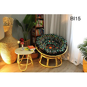 Mua Ghế lười mây thật Tundo papasan cao cấp nệm hoa văn Indochine 1m