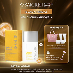 Chống nắng vật lý làm sáng mịn da Sakirei UV Total Defense Broad Spectrum SPF 50+ PA++++ Tinted Sunscreen