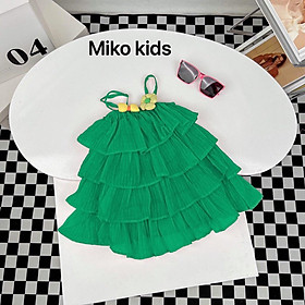 Đầm tầng hai dây cho bé gái đi chơi du lịch đẹp size 12-40kg chất xô nhăn mềm mát mịn