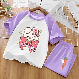 Bộ quần áo cho bé gái mùa hè chất cotton size 10-40kg Bộ cộc tay thỏ Lovely