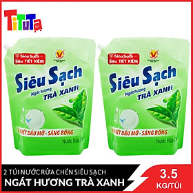 Combo 2 Nước Rửa Chén Siêu Sạch Ngát Hương Trà Xanh 3.5Kg/túix2