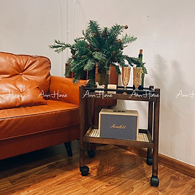 Mua Kệ Gỗ Mini 2 Tầng Đa Năng Có Bánh Xe Decor Phòng Khách Kiểu Châu Âu Sp16