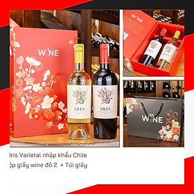 Hộp wine đỏ 2 chai rươuj vang Iris Chile