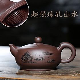 Ấm Tử Sa Nghi Hưng Nhất Lạp Châu Khắc Sơn Thủy 320 ml