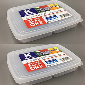Bộ 2 hộp đựng thực phẩm sạch có 4 ngăn được làm từ chất liệu nhựa PP cao cấp, chia ngăn 710mL - Hàng Nhật nội địa