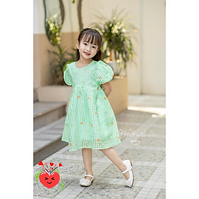 Đầm babydoll hoa cho bé gái tay phồng phong cách Hàn Quốc từ 12-35kg chất vải tơ mềm mát