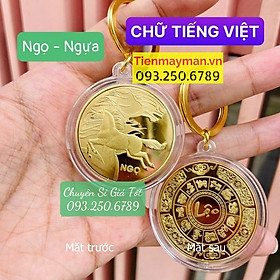 Móc Khóa 12 Con Giáp CON NGỰA - NGỌ Đồng Xu Phong Thủy May Mắn, Tiền lì xì tết 2023 , NELI