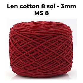Len cotton chất lượng cao 8 sợi nhỏ kích thước 3mm cuộn lớn 200g dùng đan móc, thêu nổi, thêu xù, làm thảm handmade