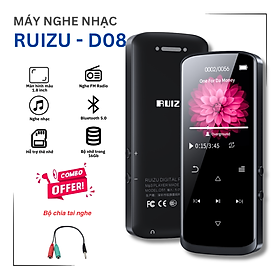 Ruizu D50: Máy nghe nhạc nhỏ gọn, đa năng Thiết kế bền bỉ: Vỏ kim loại chắc chắn, màn hình LCD tiện dụng Nghe nhạc MP3, FLAC với Bluetooth, radio FM, ghi âm Bộ nhớ 16GB, thẻ nhớ mở rộng Thời gian nghe lâu: Pin 12 giờ, sạc nhanh 3 giờ - Hàng nhập khẩu