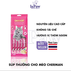 Súp thưởng cho mèo Cherman vị cá trích và Omega 3 12g x 5gói