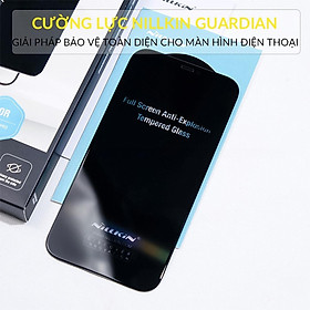 Dán kính cường lực chống nhìn trộm màn hình cho iPhone 15 / 15 Plus / 15 Pro / 15 Pro Max hiệu Nillkin Guardiant - Vát cạnh 2.5D, Phủ nano hạn chế vân tay, màng loa chống bụi - Hàng nhập khẩu