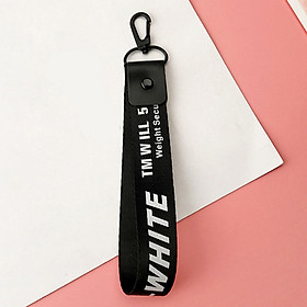 Móc khóa dây Strap dây vải chữ OFF-WHITE-đen