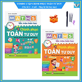 Hình ảnh Combo 2 cuốn Maths - Sắc màu toán học - Chinh phục Toán tư duy dành cho trẻ 4 - 6 tuổi - Tặng kèm 1 bộ bút bay mực