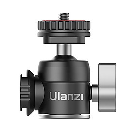 Ulanzi U-60 Full Metal Mini Ballhead with Dual Cold Shoes Extension Microphone Mounting 360 Degrees Panoramic Ball Head