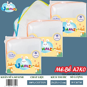 Gói 30 Khăn Sữa Vải Gạc Unmei Dày 4 lớp 25x25cm 100% cotton (Đồ dùng vệ sinh cho bé)