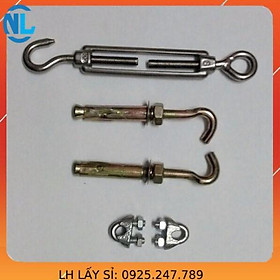 Mua Dây phơi quần áo loại Tốt ( bộ cáp bọc phi 5 + 2 ốc + 2 nở sắt + 1 tăng đơ