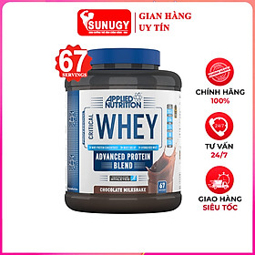 Sữa tăng cơ giảm mỡ CRITICAL WHEY của APPLIED NUTRITION hỗ trợ tăng cơ, phục hồi cơ bắp cho người tập GYM - Hộp 67 serving - Chocolate