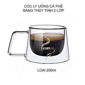 Mua Cốc ly uống cà phê bằng thủy tinh loại 2 lớp  loại 200ml hoặc 300ml tùy chọn