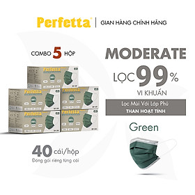 [Combo 5 HỘP - PERFETTA MODERATE] - Khẩu Trang Y Tế Chất Lượng Cao, Kháng Khuẩn, Chống Bụi Mịn, 3 Lớp, Bảo Vệ Tối Ưu - (50 cái/hộp)