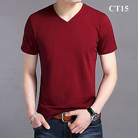 Mua Áo thun trơn nam cổ tim ngắn tay chất cotton thun lạnh dáng body thời trang
