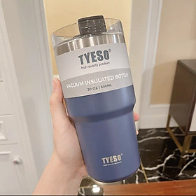 Ly giữ nhiệt inox 304 Tyeso dung tích 600ML ống hút silicon