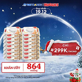 Combo 12 Gói Khăn Ướt Huggies Cacao và Bơ Hạt Mỡ (72 Miếng/ Gói)