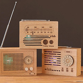 Wooden Music Box Retro Clockwork Radio Desktop Decoration Gift A