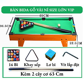 Bàn bida cỡ lớn 69x37x23 cm bằng gỗ thảm vải nỉ bia dành cho trẻ em và người lớn giải trí thư giãn tại nhà