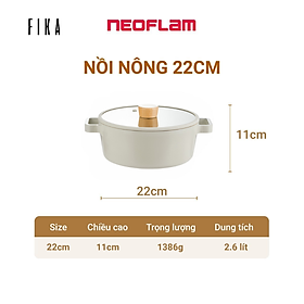 [Hàng chính hãng] Nồi nông Neoflam Fika 22 cm. Made in Korea. Hàng có sẵn, giao ngay