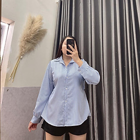 Áo sơ mi tay dài bigsize nữ kiểu khoét lưng kẻ sọc xinh SM4 - Màu Xanh