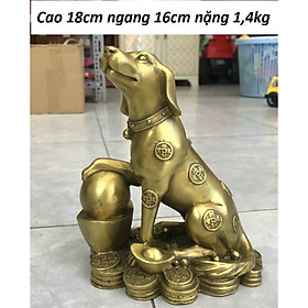Tượng chó kim tiền chất liệu đồng thau MS64g