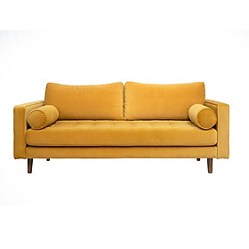Sofa băng phòng khách Velvet Yellow Tundo bọc nhung cao cấp