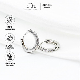 Khuyên tai bạc nữ moonsilver bông tai bạc s925 tròn nạm đá