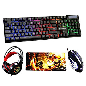 Mua Bộ Bàn Phím Chuyên Game Led Nhiều Màu  Bosston 803 Và Chuột GAME V2+ Tặng Kèm Tai Nghe Led HS Và Lót Chuột Hình Game ( giao ngẫu nhiên) - HÀNG CHÍNH HÃNG