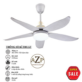 Mua Siêu Sales  QUẠT TRẦN AZP- 5 CÁNH NHỰA  CÔNG XUẤT 50W  CÓ REMOTE- Hàng Nhập Khẩu
