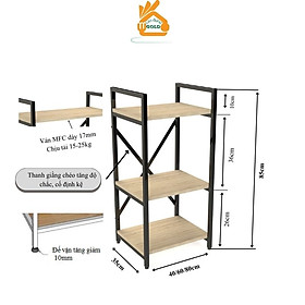 Kệ Đa Năng 3/5 Tầng Khung Sắt Mặt Gỗ Chắc Chắn Dễ Dàng Lắp Ráp Dùng Cho Showroom, Phòng Khách, Phòng Bếp, Phòng Ngủ, Decor