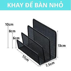 Khay Kệ Đựng Tài Liệu ĐỂ BÀN 3 Ngăn, Kệ Khay Lưới Kim Loại Đựng Hồ Sơ Giấy Tờ Văn Phòng, Học Sinh