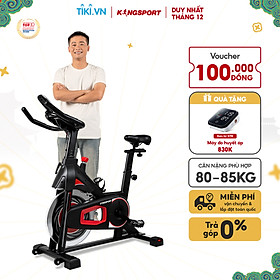 Xe đạp tập KINGSPORT Stronger E-09 bánh đà 6kg, kháng lực từ tính êm ái, tích hợp đồng hồ đo lường chỉ số, cân nặng phù hợp từ 80-85kg