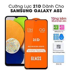 Kính Cường Lực 21D cho Samsung Galaxy A03 Full Keo Màn Hình SIÊU BỀN, SIÊU CỨNG, ÔM SÁT MÁY- HANDTOWN- HÀNG CHÍNH HÃNG