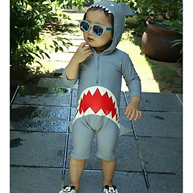 Đồ bơi liền thân tay dài chống nắng cá mập dễ thương cho bé trai nhỏ