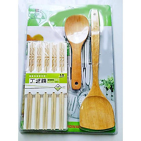 Mua Bộ 10 Đôi Đũa + Sạn + Vá Mút Cơm Gỗ Sang Trọng