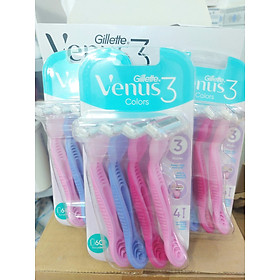 Dao cạo 3 lưỡi Gillette Venus 3 Colors ( vỉ 4 cây)