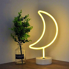 Logo Crescent Néon, Tường nghệ thuật an toàn LED trang trí bàn đêm Néon Light với năng lượng pin / USB cho quà tặng trẻ em, phòng trẻ em, đám cưới (Mặt trăng trắng ấm))