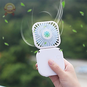 Mua Quạt mini cầm tay đeo cổ tích điện để bàn hình vuông gấp gọn 3 tốc độ siêu mát pin sạc USB tiện lợi đi chơi du lịch