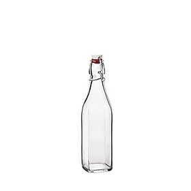 Chai thủy tinh vuông nắp cài Swing 1 lít - 500ml - 250ml - 125ml Bormioli Rocco- Hàng nhập khẩu