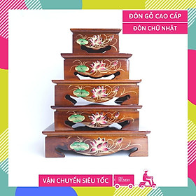 Mua Đôn gỗ thờ chữ nhật hoa sen nổi đặt tượng thờ - Nhiều cỡ