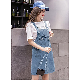 Đầm Yếm Jean Nữ Thêu Chữ Thời Trang