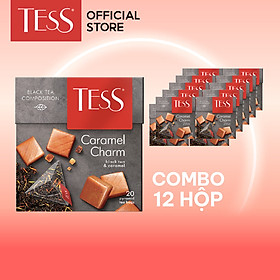 Combo 12 hộp Trà đen Tess Caramel Charm vị kem và kẹo caramel 20 gói hộp